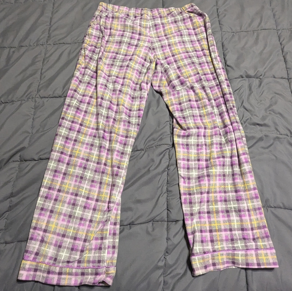 CELESTIAL DREAMS Womens Pajama set - Purple and Yellow Plaid size Large 12-14 - Picture 7 of 14